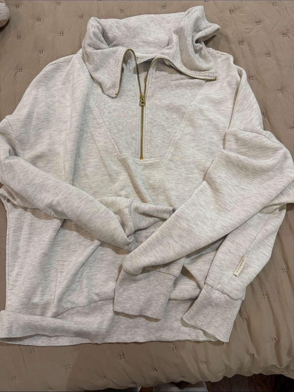 Varley Women’s  Light Heather oatmeal Half-Zip Pullover Sweater